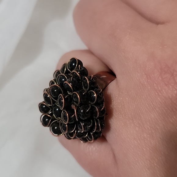 Black ball large bronze ring - Picture 2 of 4